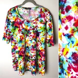 Cha Cha Vente Top Size XL Short Sleeves Stretch Brights Colorful Casual Travel